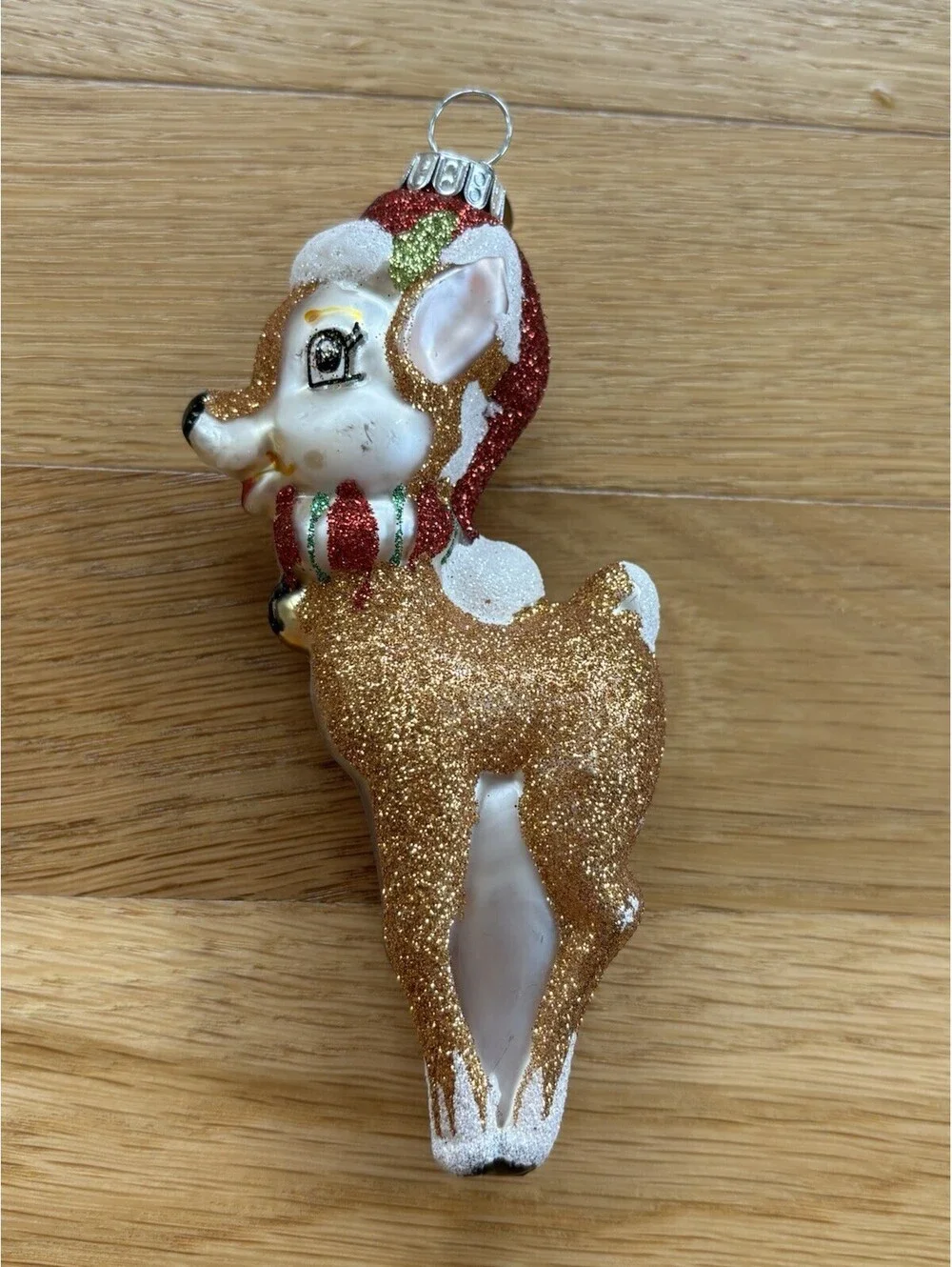 Celebrations by Radko Deer Santa Hat Fawn Glass Christmas Ornament w/ Box 2011